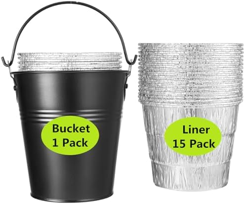 15 Pack BAC407 Grease Bucket Liner with HDW152 Grease Bucket for Traeger Grills,Drip Liner Drip Pan for Traeger Pro Series 575/780, 20/22/34, Ironwood 650/885 Grills,Pit Boss Pellet Grill Smoker by Sageme