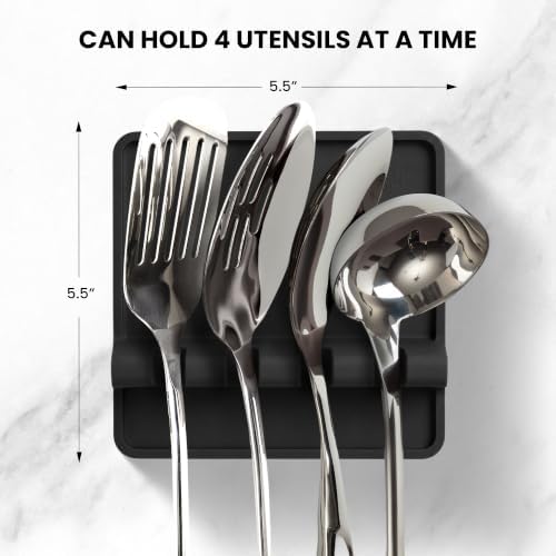 Zulay Kitchen Silicone Utensil Rest - BPA-Free, Durable Spoon Rest with Drip Pad - Heat-Resistant for Stove Top & Counter - Kitchen Gadget Holder - Image 2