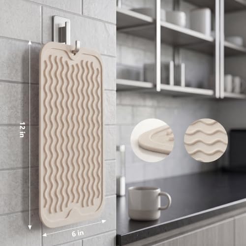 MicoYang Silicone Dish Drying Mat for Multiple Usage,Easy clean,Eco-friendly,Heat-resistant Silicone Mat for Kitchen Counter or Sink,Refrigerator or Drawer Liner Tapioca S 12 inches x 6 inches - Image 2