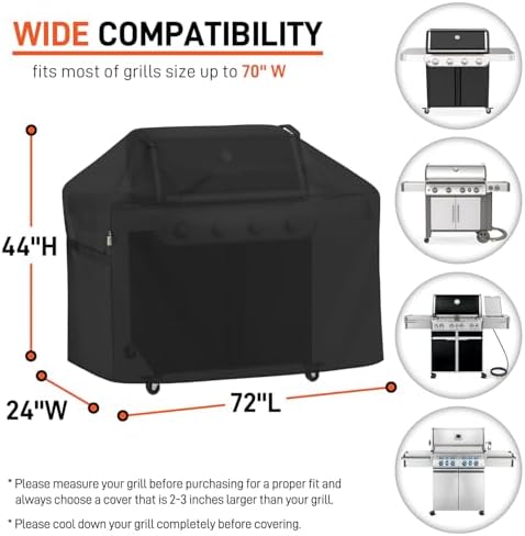 Arcedo 72 Inch Waterproof Outdoor Grill Cover Compatible with Weber, Black - Image 2