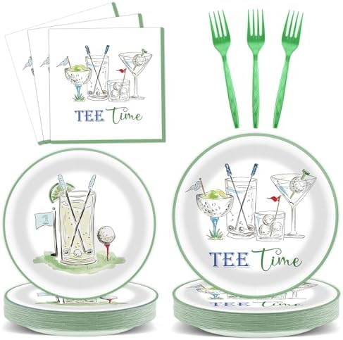96PCS Golf Birthday Plates and Napkins Tee Time Party Supplies for Baby Shower Sports Theme Disposable Dessert Paper Plate Green Martini Golf Theme Party Fans Events Tournament Celebration Decorations by Oitnlaughter