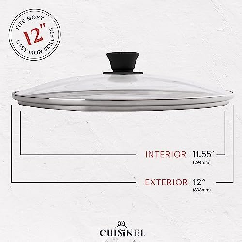 Cuisinel Cast Iron Skillet with Lid - 12"-Inch Frying Pan + Glass Cover + Silicone Handle Holder - PFAS and PFOA-free Pre-Seasoned Oven Safe Cookware - Indoor/Outdoor Use - Grill, BBQ, Fire, Stovetop - Image 5