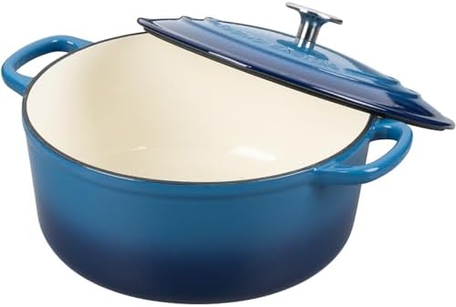EDGING CASTING Enameled Cast Iron Dutch Oven Pot with Lid, 7 Quart, Round Dutch Ovens for Bread Baking, Bread Oven, Oven Safe up to 500°F, Lake Blue - Image 6