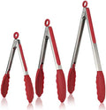 U-Taste Kitchen Tongs for Cooking, 600ºF Heat-Resistant Silicone, 3Pcs/Red by U-Taste