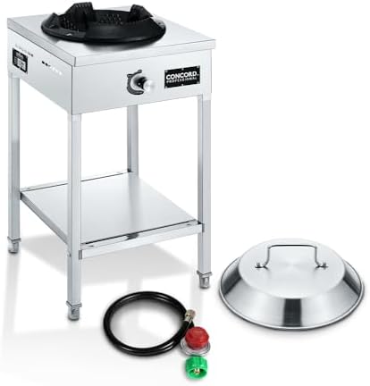Concord Professional Vortex Burner Stainless Steel Commercial Wok Range Single Burner Outdoor Propane Stove. Great for Stir Fry, Outdoor Kitchen, Asian Cuisine by ConcordCookware