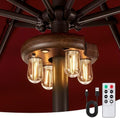 Dark Wood Grain Patio Umbrella Light with Remote Control, Rechargeable Cordless LED Edison Bulbs Pole Light with 10 Brightness Levels for Garden, Patio, Backyard, Camping or BBQ (1 Pack) by OPOIRA