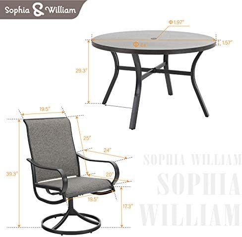Sophia & William 5 Piece Patio Dining Set, 44'' Round Table & Swivel Chairs - Image 7