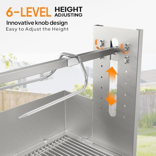 ROVSUN 46" Rotisserie Grill Kit, Pig Lamb Spit Roaster Stand Electric Rotisserie Grill 176 Lbs Capacity w/Wind Baffle Lockable Wheels Adjustable Height, BBQ Spit Rod for Outdoor Party Camping - Image 5