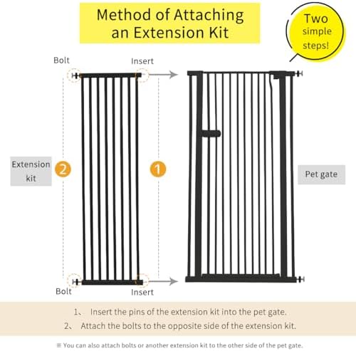Lumizone Extra Tall Cat Gate Extension Kit 55.12" High 16.73" Wide Black - Image 2