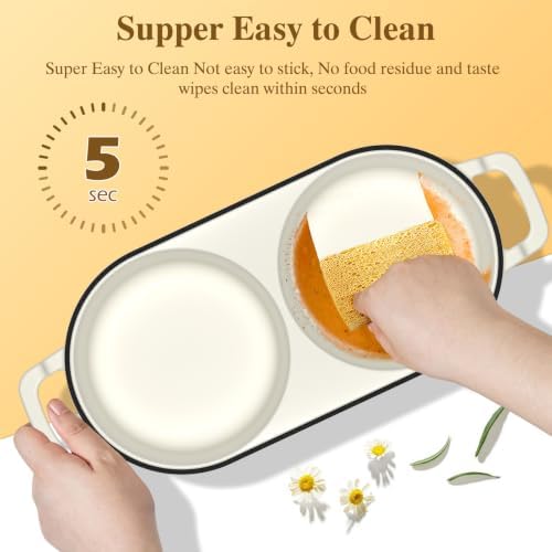 Dutch Oven for Sourdough Bread Baking - Enameled Cast Iron Dutch Oven Pot with Lid and 5" Banneton Bread Proofing Basket & Cotton Potholders, Dual Round Bread Loaf Pan for Homemade Bread, Meatloaf, Cake– (Cream White) - Image 6