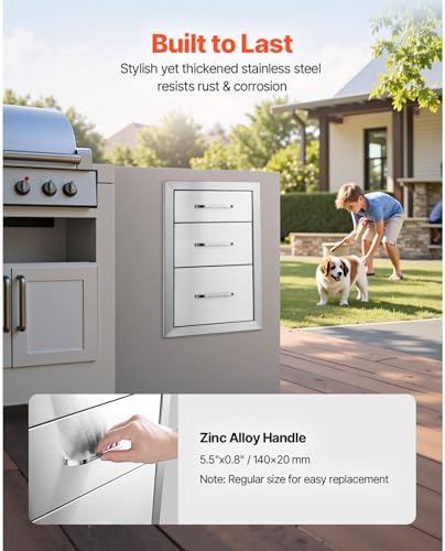 VEVOR Outdoor Kitchen Drawers 14"W x 20.3"H x 23"D Stainless Steel - Image 5