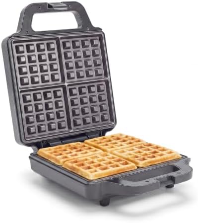 GreenPan Advanced Waffle Maker, 4-Square Belgian & Classic Waffle Maker, PFAS-Free Ceramic Nonstick, Cool-Touch Handle, Overheat Protection, Easy Clean, Graphite by GreenPan