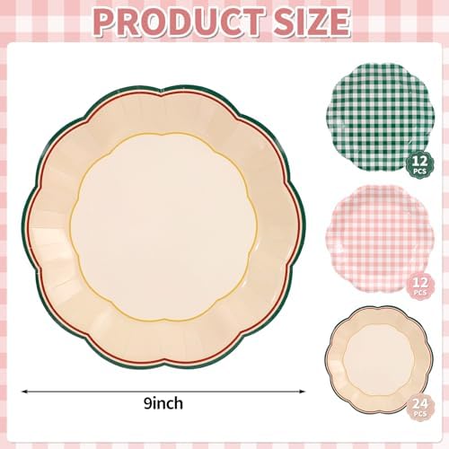 NatNarr 48 Pcs Camp Bachelorette Decorations 9 Inch Gingham Paper Plates - Image 2