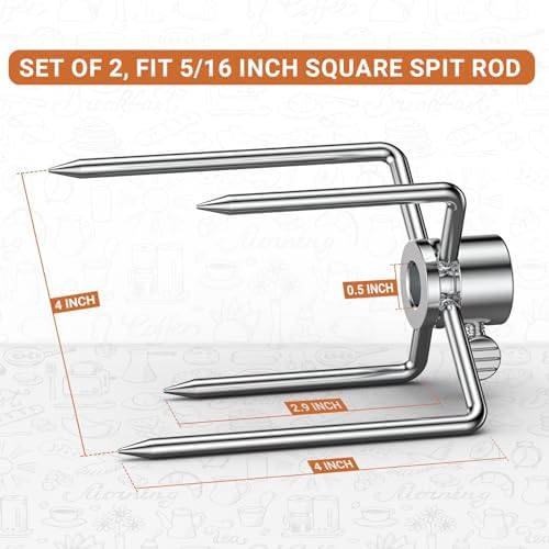 Onlyfire 6004 Grill Rotisserie Meat Forks(1-Pair)- Fits 5/16 Inch Square Spit Rods (Pack of 2) - Image 3