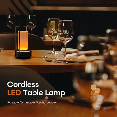 Rechargeable Cordless Small Metal Table Lamp, Stepless Dimming, 3-Color - Image 2