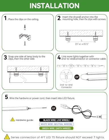(6 Pack) 3FT T5 SE LED Shop Lights, 1760LM 6500K Bright White LED Integrated Fixture, 16W Linkable Garage Light, Ceiling and Cabinet Light with ON/OFF Switch, Workshop, Basement, FCC Certified - Image 6