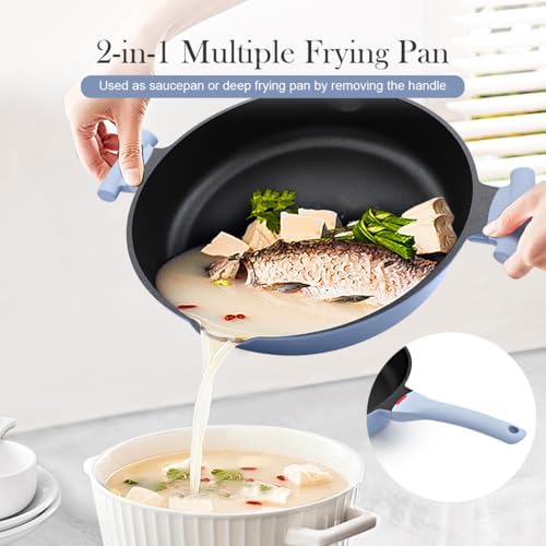 14 Inch Large Deep Frying Pan Skillet with Lid, Saute Pan Nonstick - Image 2