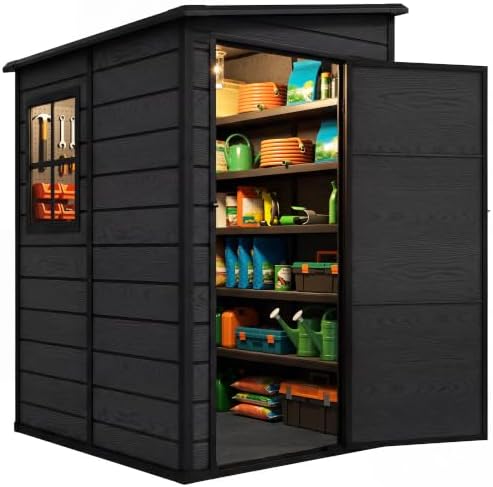 DWVO 5x4 FT Resin Outdoor Storage Shed with Floor & Window by DWVO