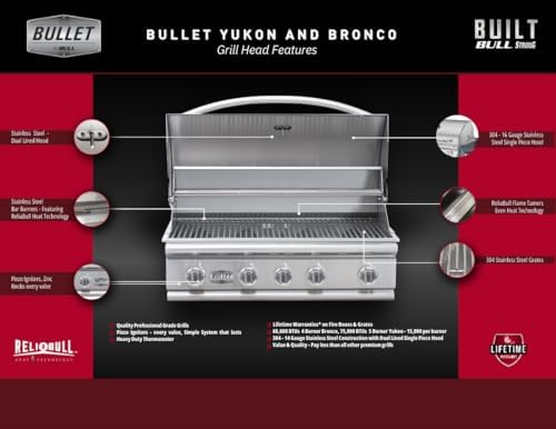 Bullet by Bull Stainless Steel Outdoor Kitchen Set - Built-In Liquid Propane Grill, Perfect for Entertaining -BBQ Kitchen Isl& Bundle - Includes 5 Burner Grill, Double Access Door & Side Burner - Image 2