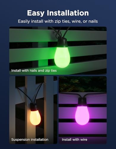 Govee S14 Bulb Outdoor String Lights 2, 96ft RGBICWW, 30 LED Bulbs, IP66 (Pack of 2) - Image 6