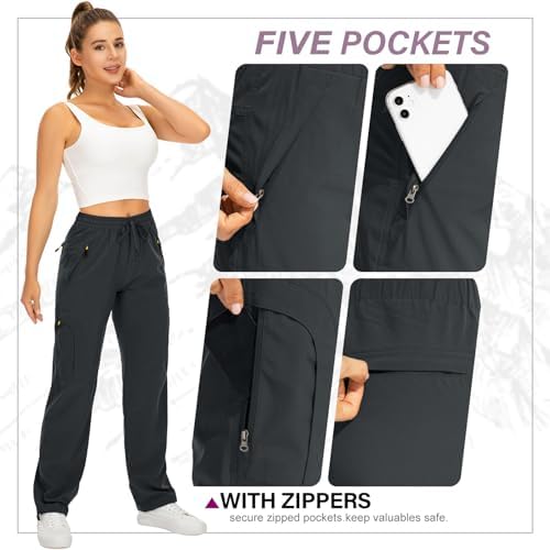 Toomett Women‘s Hiking Cargo Pants UPF 50 Quick Dry with Zipper Pockets - Image 6