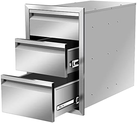Outdoor Kitchen Drawers Stainless Steel 14W X 21H X 23D Inch, Flush Mount Triple BBQ Island Drawers with Hidden Handle for Outdoor Kitchens, Patio or Grill Station - Image 7