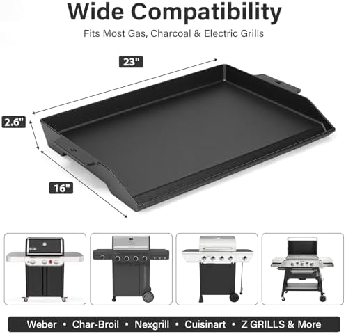Cast Iron Griddle for Gas Grill Griddle 23" x 16" Flat Top for Stove Top - Image 2