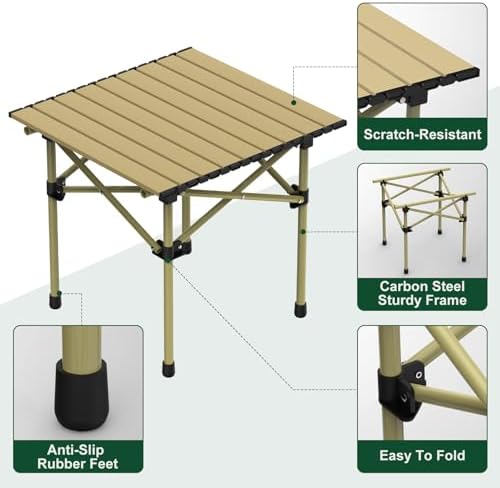 TeqHome Portable Camping Table, Camping Table Foldable with Carrying Bag, Ultralight Carbon Steel Beach Table Indoor Outdoor for Camping Picnic BBQ Beach Party Patio Fishing Carbon Steel - Image 5