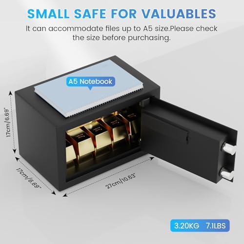0.3 Cub Small Safe for Home, 6.69"H Safe Box with Fireproof Waterproof Bag - Image 3