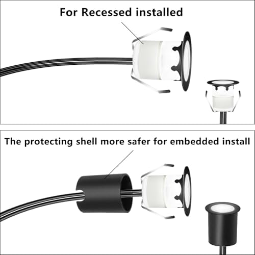 RNEHON LED Outdoor Deck Lights Kits with Protecting Shell, RGB Φ1.18in IP67 Waterproof Recessed Stair Step Landscape Lighting, 12V Low Voltage for Garden Yard Patio Floor Kitchen Decoration (20 Pack) - Image 4