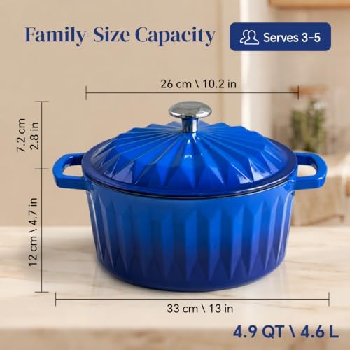 HITROCK 4.9 QT Enameled Cast Iron Dutch Oven with Lid, Sourdough Baking Kit - Image 3