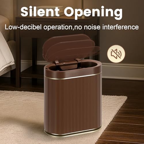 ELPHECO Bathroom Trash Can with Lid, 2 Gallon, Automatic Lid, Brown Gold - Image 6