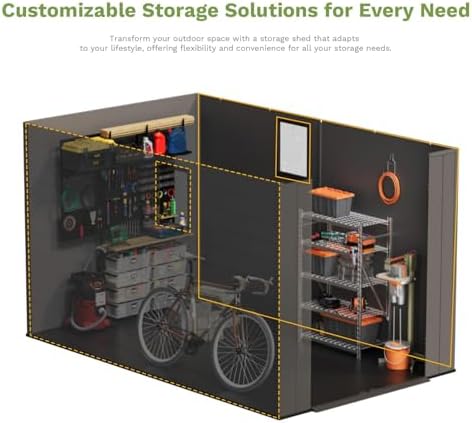 Patiowell 6x10 FT Plastic Outdoor Storage Shed with Floor, Dark Grey - Image 6