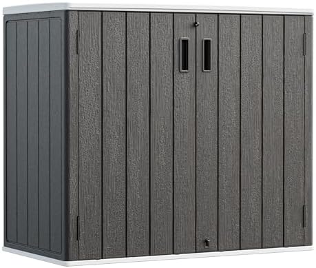 HOMSPARK Outdoor Storage Shed 37 Cu.Ft, All-Weather Resistant Resin Garden Sheds & Outdoor Storage Clearance with Floor, Double-Layer Plastic Tool Sheds for Patio, Garden & Lawn (Black) by HOMSPARK