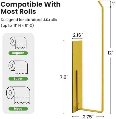 Paper Towel Holder Gold, Magnetic Paper Towel Holder for Fridge, Toilet Paper Roll Holder Magnet Paper Towel Rack Wall Mount Fridge Organizer for Golden Bathroom Kitchen Dorm Room RV Essentials, 2Pack - Image 3