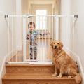 Mumeasy 36" Extra Tall Baby Gate for Stairs, 29.7-54.2" Wide Dog Gate for Doorways, Walk Thru Pet Safety Gate for Indoor, Pressure Mounted with Auto Close, Easy Install No Drill for Toddlers, White by Mumeasy-FocusonBabyPetSafetyGate