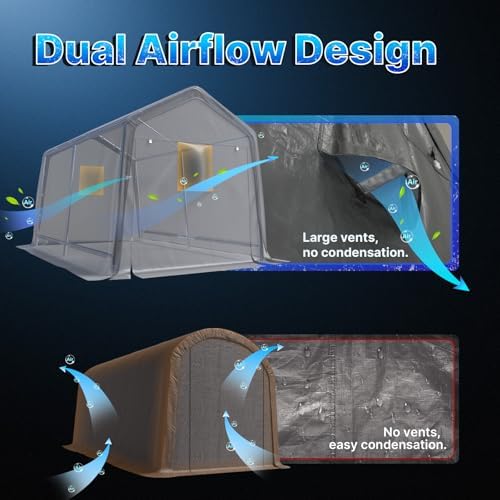 ADVANCE OUTDOOR 7x12 ft 2 Roll up Doors & Vents Outdoor Portable Storage Shelter Garage Tent Carport for Motorcycle ATV with Heavy Duty Metal Frame and Anti-UV Snow Resistant Waterproof Cover, Gray - Image 6