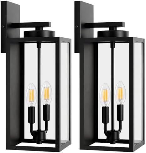 BesLowe 18’’ Large Outdoor Wall Lights, Modern Black Exterior Wall Lanterns by BringYourBrightFuture