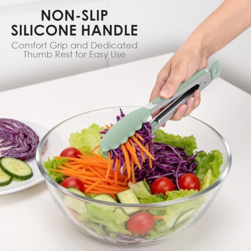 HOTEC Stainless Steel Kitchen Tongs with Silicone Tips, Set of 2-9" and 12" - Image 6