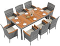 Flamaker Patio Dining Set for 8 Outdoor Acacia Wood Table and Chairs, Gray by Flamaker