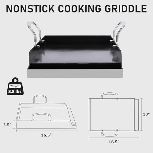 Utheer 16.5x10 Ceramic Nonstick Stainless Steel Griddle for Gas Grill - Image 2