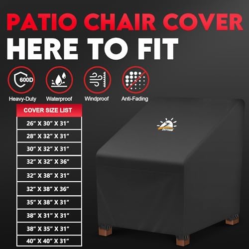 Zettum Patio Chair Covers 2 Pack - 600D Outdoor Chair Cover Waterproof & Heavy Duty, Large Lawn Furniture Cover for Wicker Chair, Swivel Chair, Rocking Chair, Single Sofa Chair - 40 x 40 x 31 Inch - Image 3