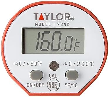 Taylor Waterproof Digital Instant Read Thermometer For Cooking, BBQ, Grilling, Baking, And Meat, Comes With Pocket Sleeve Clip, Red - Image 6