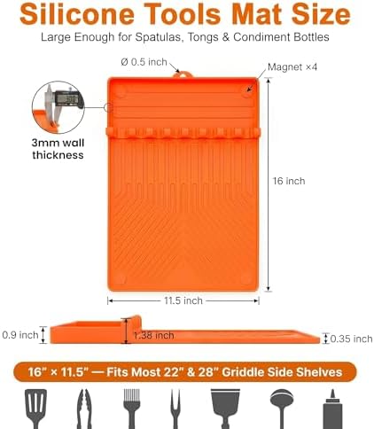Magnetic Silicone Grill Mat for Side Shelves, 16x11.5 in, Orange - Image 3
