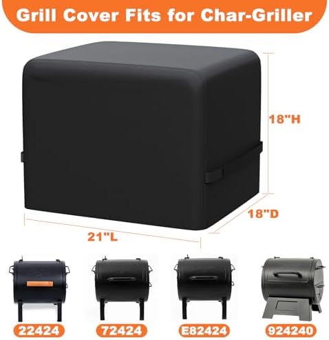 Grill Cover for Char-Griller Portable Charcoal Grill and Side Fire Box 22422 72424 E82424 924240, Replacement for Char-Griller 2455 Side Fire Box Grill Cover, 600D Waterproof Windproof UV Resistant - Image 2