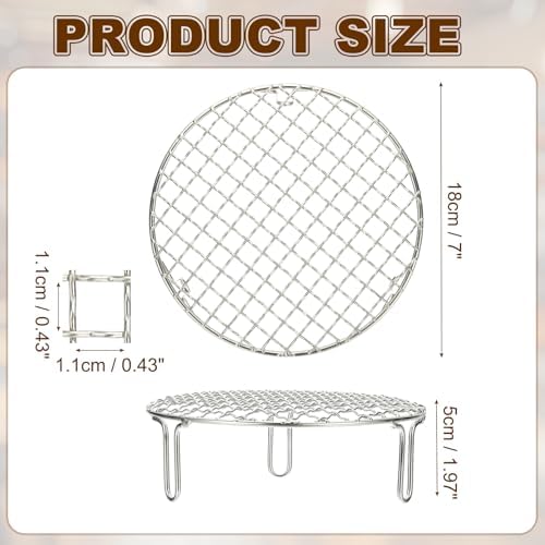 uxcell 7 Inch Round Cooking Rack, Stainless Steel Canning Racks with Legs, Barbecue Mesh Grill for Baking Cooling Steaming Cookware - Image 2