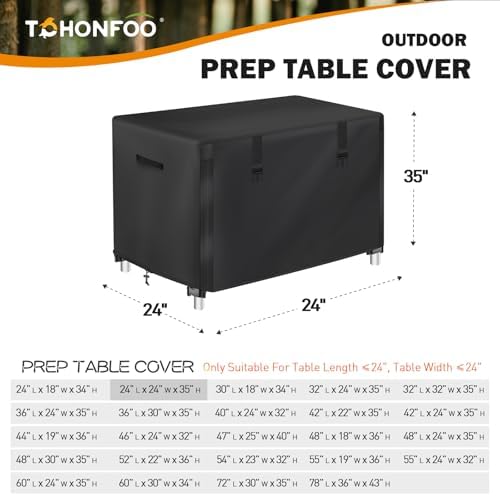 TOHONFOO Outdoor Prep Table Cover Waterproof for Grill Cart,24x24x35in - Image 2