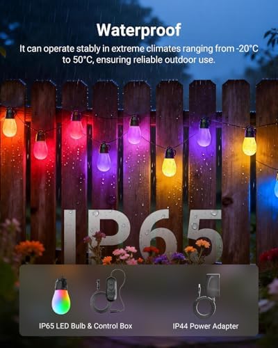 NEEWER NR01 96ft Outdoor String Lights, App Control Smart AI RGBW Lighting - Image 6