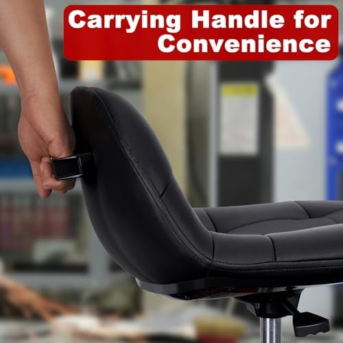 Rolling Stool with Wheels, Adjustable Shop Stool Mechanic Seat, Garage Shop Roller Work Chair, Mobile Rolling Seat with Tool Tray, 2 Cup Holders, 4" Casters, 350 LBS, Heavy-Duty, Black - Image 6