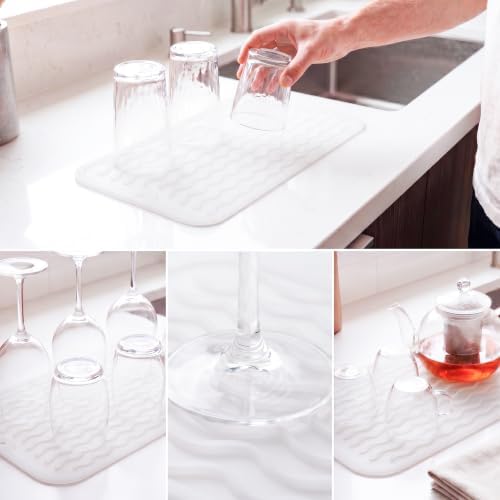 MicoYang Silicone Dish Drying Mat for Multiple Usage,Easy clean,Eco-friendly,Heat-resistant Silicone Mat for Kitchen Counter or Sink,Refrigerator or Drawer Liner Translucent S 12 inches x 6 inches - Image 4